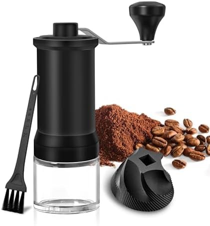Ceramic conical burr coffee grinder with hand crank