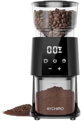 Compact touchscreen conical burr mill