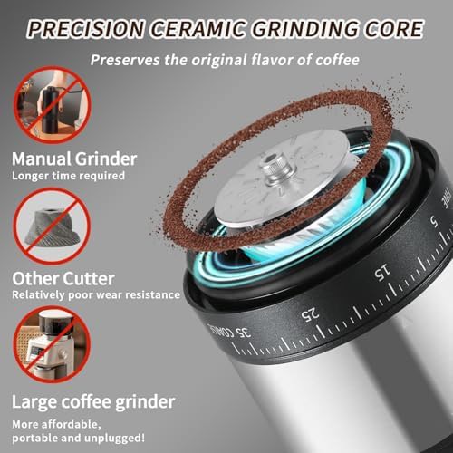 Portable electric burr coffee grinder in silver — photo 3