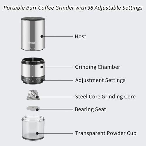 Portable electric burr coffee grinder in silver — photo 5