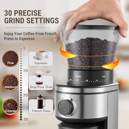 Conical burr mill with thirty grind settings — photo 3