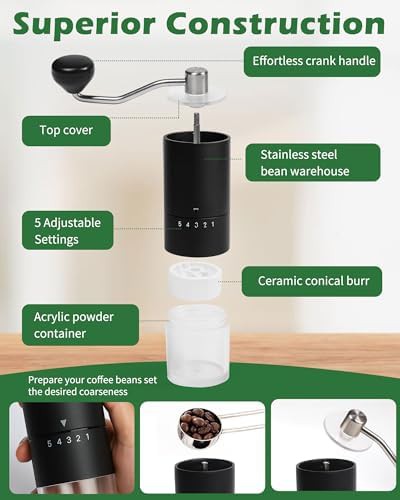 Black Manual Ceramic Burr Coffee Grinder — photo 5