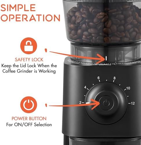 Black Conical Burr Electric Coffee Mill — photo 5