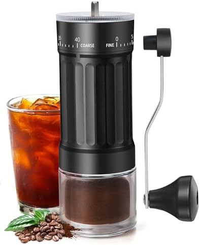 Portable hand coffee bean mill with 40 settings