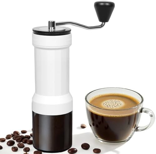 Compact hand coffee bean mill with crank