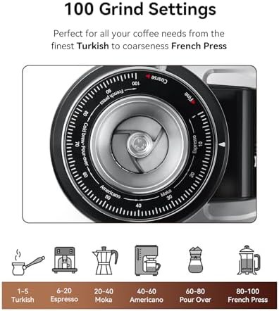 Professional flat burr grinder with 100 settings — photo 5