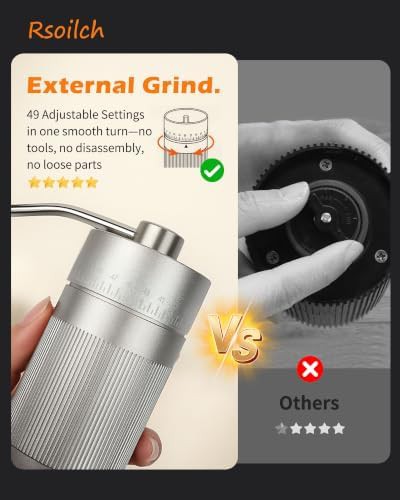 Stainless conical burr manual grinder 49 settings — photo 4