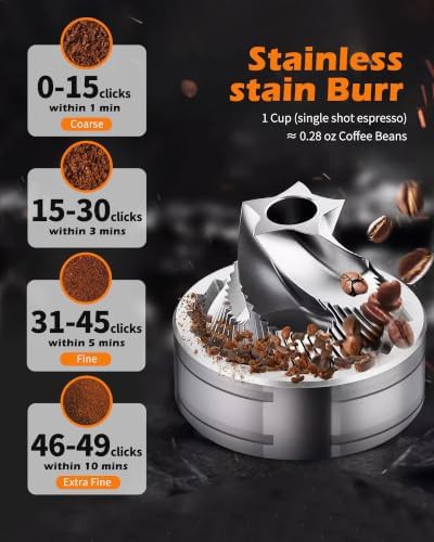 Stainless conical burr manual grinder 49 settings — photo 5