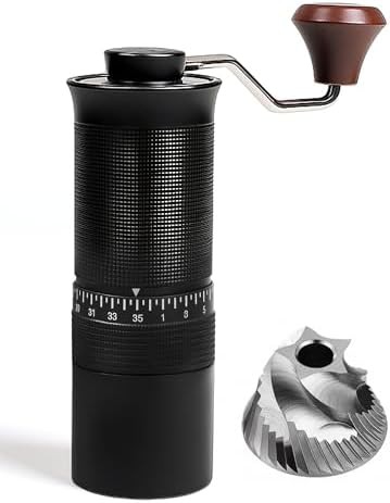 Aluminum manual coffee grinder with 35 settings