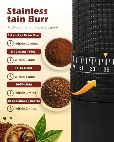 Aluminum manual coffee grinder with 35 settings — photo 5