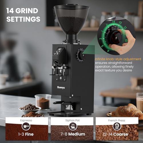 Stainless flat burr grinder with auto tamper — photo 3