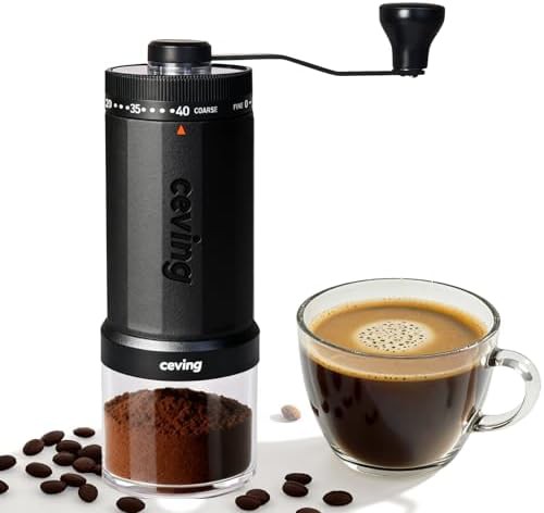 Manual French press coffee grinder in black