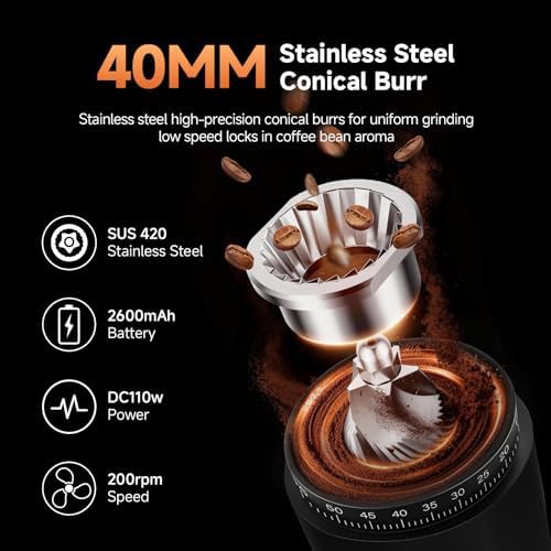 Cordless rechargeable anti static coffee grinder — photo 3
