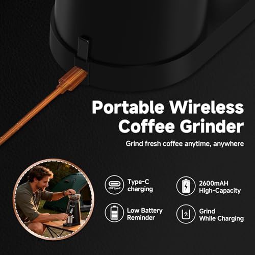 Cordless rechargeable anti static coffee grinder — photo 4