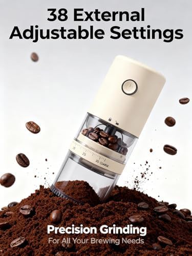 Portable electric burr coffee grinder light beige — photo 5