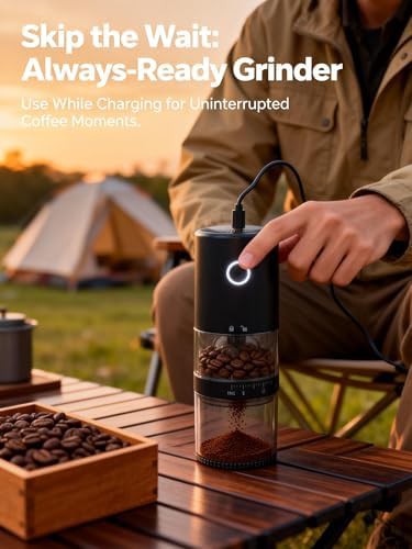 Portable electric burr coffee grinder black — photo 5