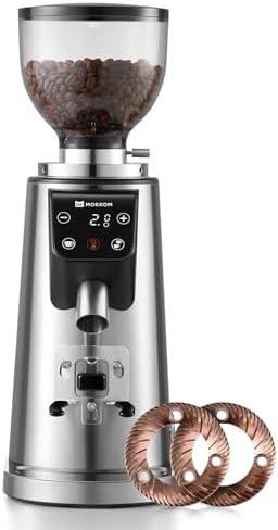 Titanium flat burr espresso grinder with stepless control