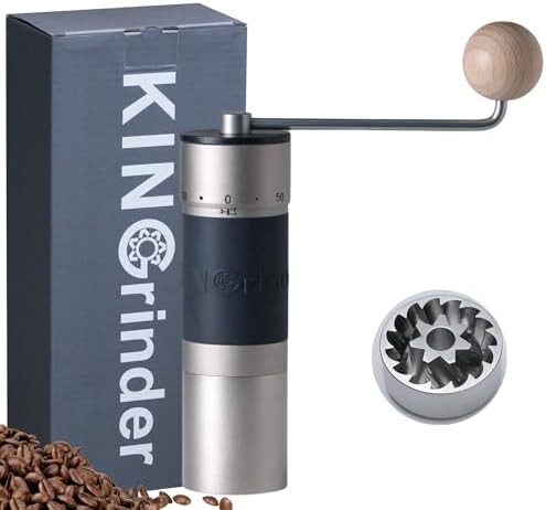 Silver straight handle manual coffee grinder