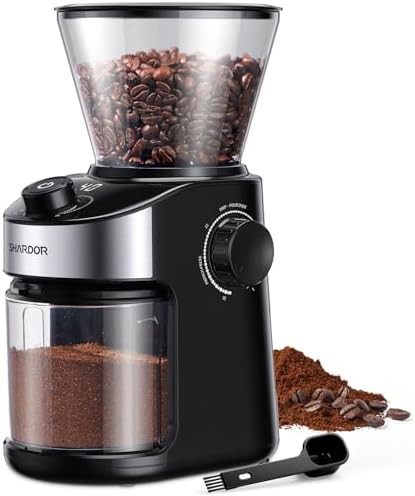 Black flat burr grinder for pour over