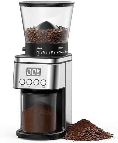 Silver stainless steel conical burr electric grinder