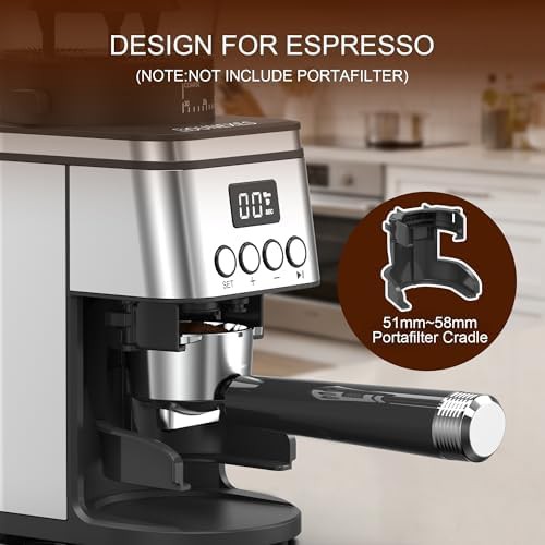 Silver stainless steel conical burr electric grinder — photo 3