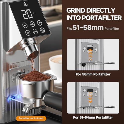 Conical burr grinder with touchscreen timer interface — photo 3