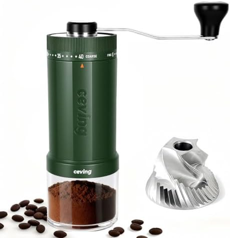 Large capacity manual coffee grinder in green