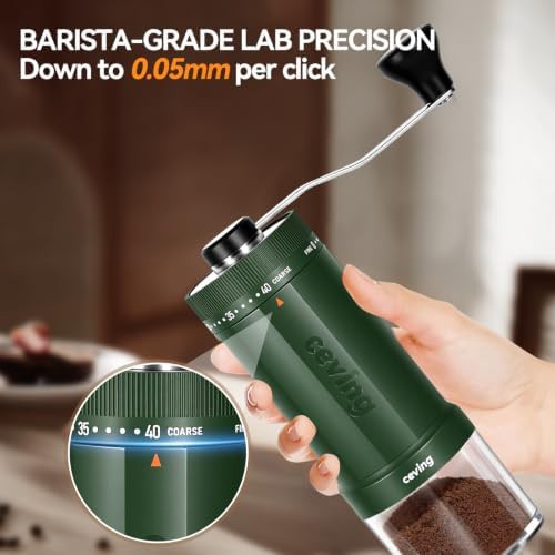 Large capacity manual coffee grinder in green — photo 3
