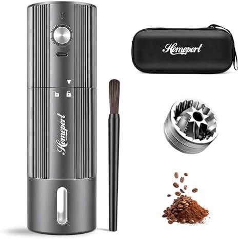 Gray stainless steel electric coffee grinder