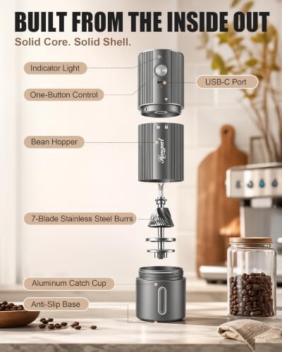 Gray stainless steel electric coffee grinder — photo 4