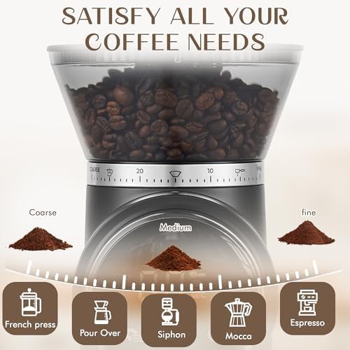 Black touchscreen conical burr coffee grinder — photo 3