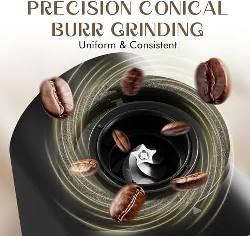 Black touchscreen conical burr coffee grinder — photo 4