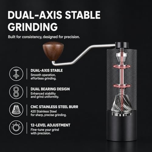 Black stainless steel manual hand crank grinder — photo 2