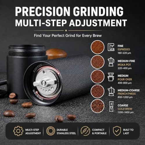 Black stainless steel manual hand crank grinder — photo 3