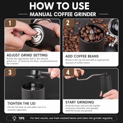 Black stainless steel manual hand crank grinder — photo 4