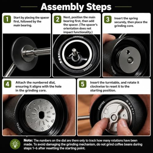 Black stainless steel manual hand crank grinder — photo 5
